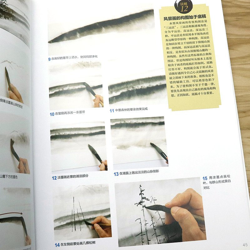 [正版]2册 从零开始学水墨风景画1+水墨画的黄金法则