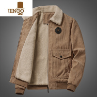 YANXU2023新款灯芯绒男士夹克加绒保暖长袖男休闲百搭短款男外套 4XL 卡其