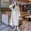 [8.5折价110.4元叠加优惠券]唐狮白色休闲卫衣连衣裙女长款春装新款裙子春季学院风穿搭女装s