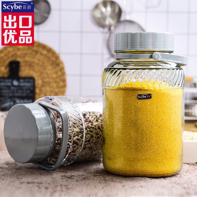 scybe喜碧大容量3000ml密封罐酿酒用储物罐玻璃瓶多功能玻璃酵素罐单支装高清大图