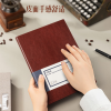 得力(deli)A4/160张商务记事本笔记本子 皮面本办公会议日记本 蓝色3306