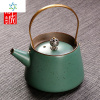 仿古茶壶提梁壶陶瓷复古泡茶器家用铜把单壶茶水壶日式功夫茶具 三维工匠 古陶[茶壶]手执壶孔雀绿