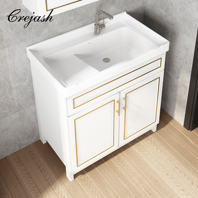 crejash洗手盆浴室柜阳台陶瓷洗衣池带搓板卫生间洗衣