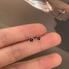 s925纯银黑色小花耳钉女小众独特经典设计优雅气质时尚耳饰
