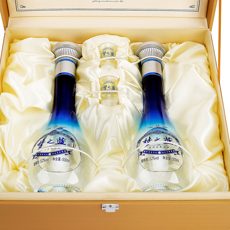 509元包邮  洋河(YangHe) 蓝色经典 梦之蓝M1 52度 礼盒装白酒 500ml*2瓶