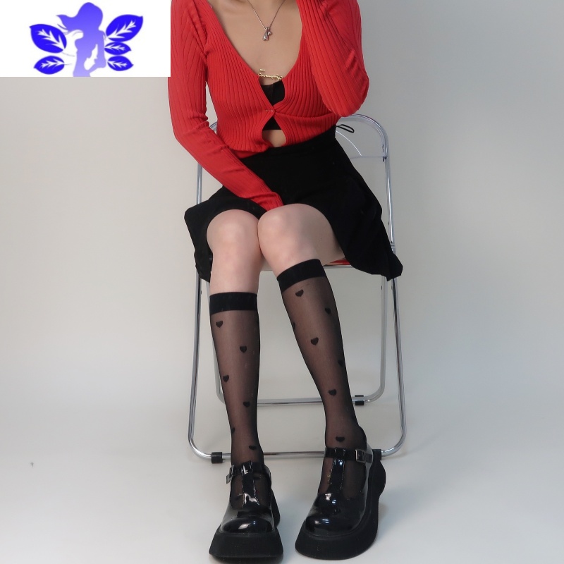 Ideaminijk丝袜小腿袜日系超薄夏季印花透明中筒袜潮ins洛丽塔半腿袜女