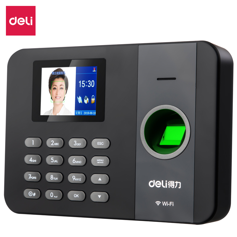 得力 14052C 智能云WiFi打卡机 指纹考勤机签到器员工手指上下班指纹打卡机