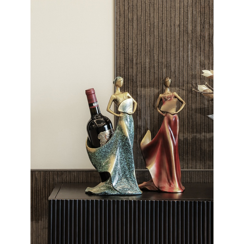 北欧红酒架摆件家居客厅酒柜办公室装饰品现代简约创意摆设工艺品 蓝金翅膀