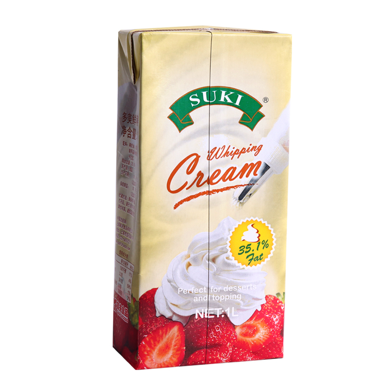 多美鲜suki稀奶油1l德国进口淡奶油蛋糕蛋挞裱花鲜奶油家用烘焙原料