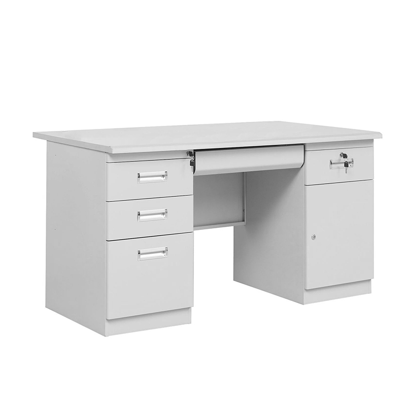 广亿隆钢制办公桌工作台电脑桌带锁抽屉书桌财务桌子