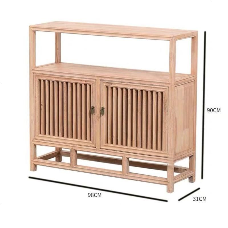 新中式书架实木书柜陈列柜展示柜博古架组合白蜡禅意茶叶置物架子 矮柜(颜色可定)_0.8-1米宽