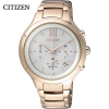 西铁城(CITIZEN)手表女士 日韩品牌光动能不锈钢表带三眼计时玫瑰金色时尚腕表 FB4013-51A