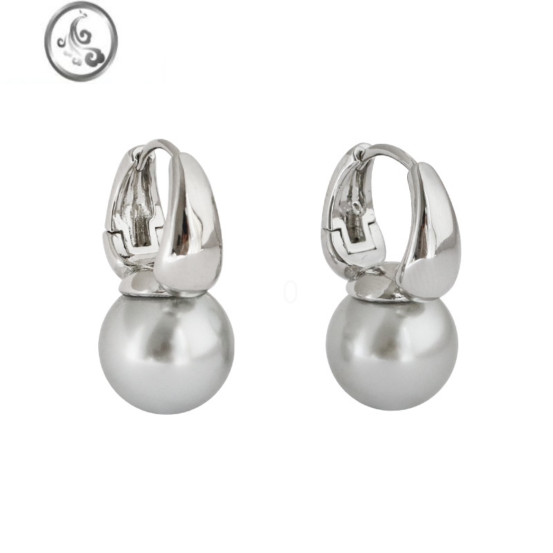 JiMi真多麻灰小灯泡珍珠耳环小众气质耳扣清冷感耳饰女高级感大气饰品