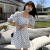 [1折价52.9元叠加优惠券]唐狮新款连衣裙女修身波点裙子夏仙女气质温柔泡