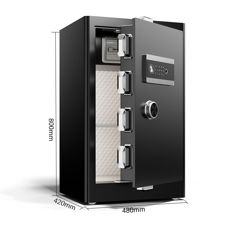 鑫金虎 保险箱家用小型指纹密码锁H800×W480×D420高清大图