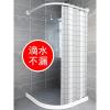 三维工匠浴帘杆免打孔伸缩杆免安装U形浴帘套装卫生间晾衣杆浴室杆弧形杆L 白色U型100*100*100+浴帘+挡水条浴杆