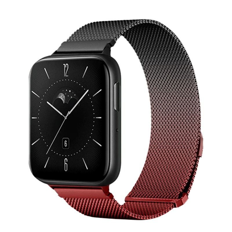 适用oppowatch3表带2/1SE/pro表带米兰磁吸渐变表带不锈钢金属替换带OPPO智能运动腕带1669XD