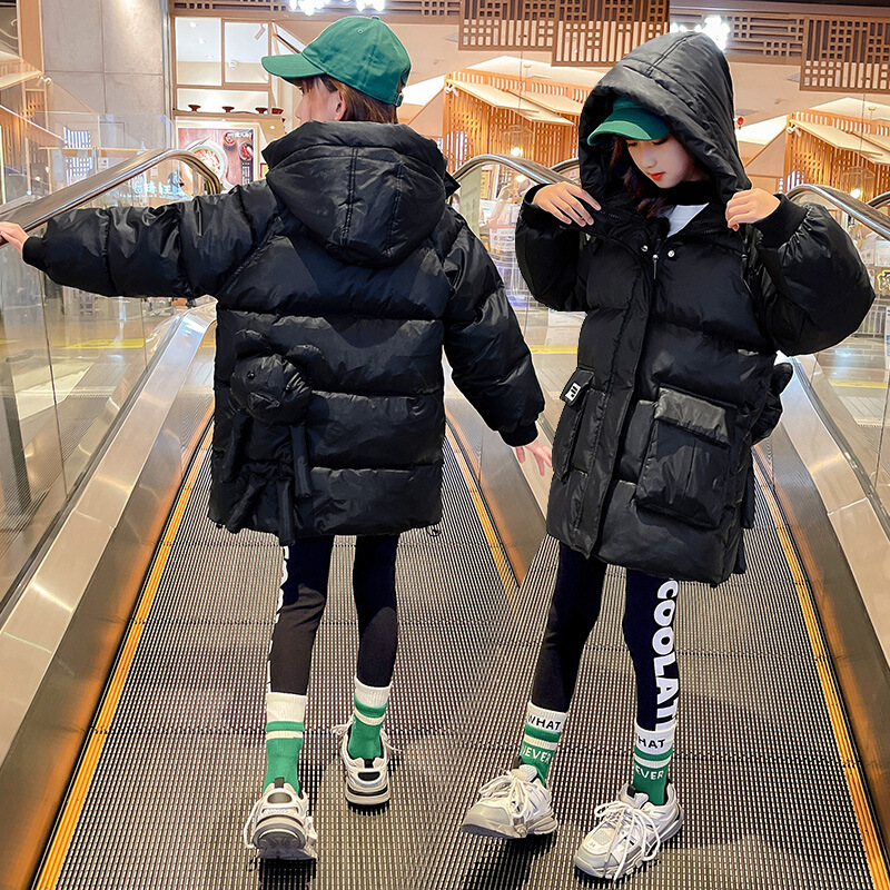 MinanSer童装女童棉服2021冬季新款儿童韩版加厚休闲外套中大童女孩中长款保暖棉袄冬季新品