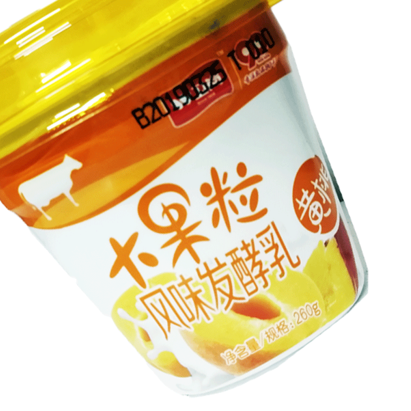 光明E+260g黄桃果粒酸奶
