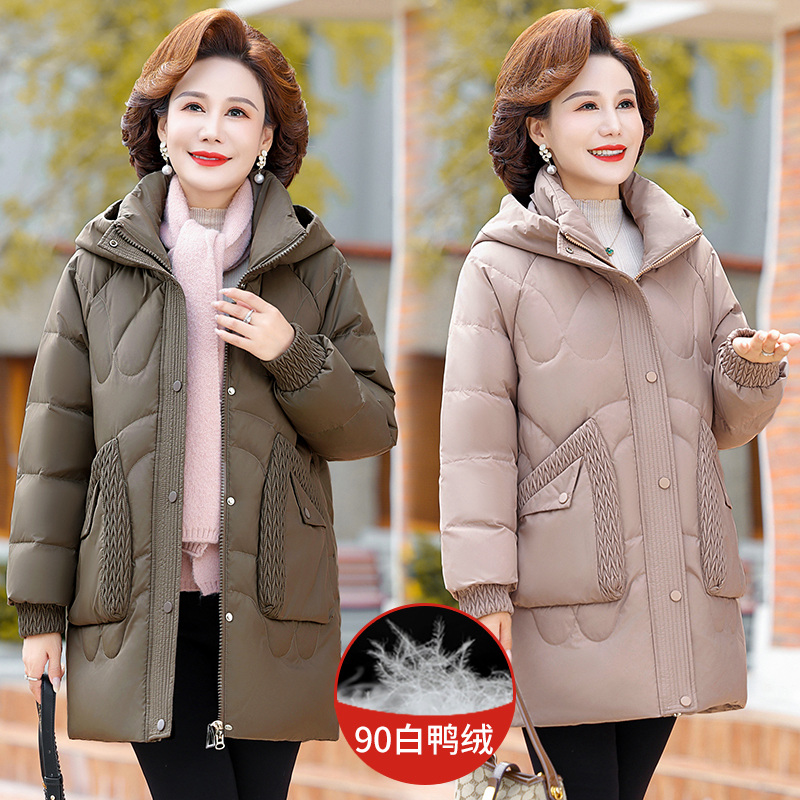 免费试穿 2024冬季雪中鹅羽绒服女新中长款小个子连帽时尚休闲白鸭绒品牌外套羽绒服女冬季中长款时尚连帽洋气修身大码外套高清大图