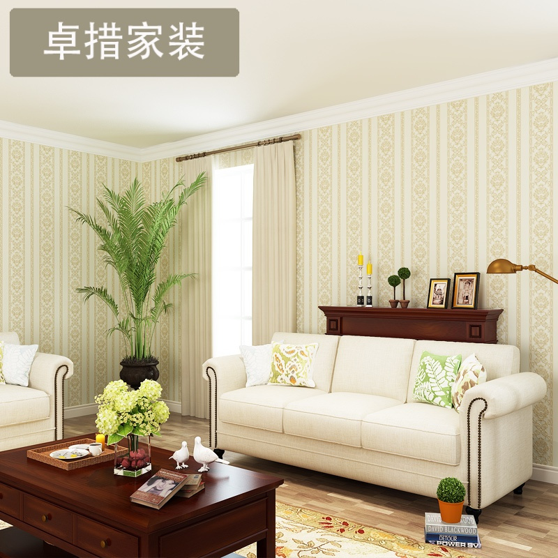 无纺布3D立体精压纹墙纸 现代欧式竖线条客厅卧室背景墙壁纸壹德壹