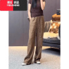YIBUSHENG大码梨型身材休闲裤女新款显瘦小众气质遮胯减龄亚麻阔腿裤