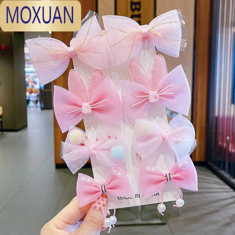 MOXUAN儿童发夹韩国公主卡通不伤发小夹子蝴蝶结女童碎发卡领结网纱发饰