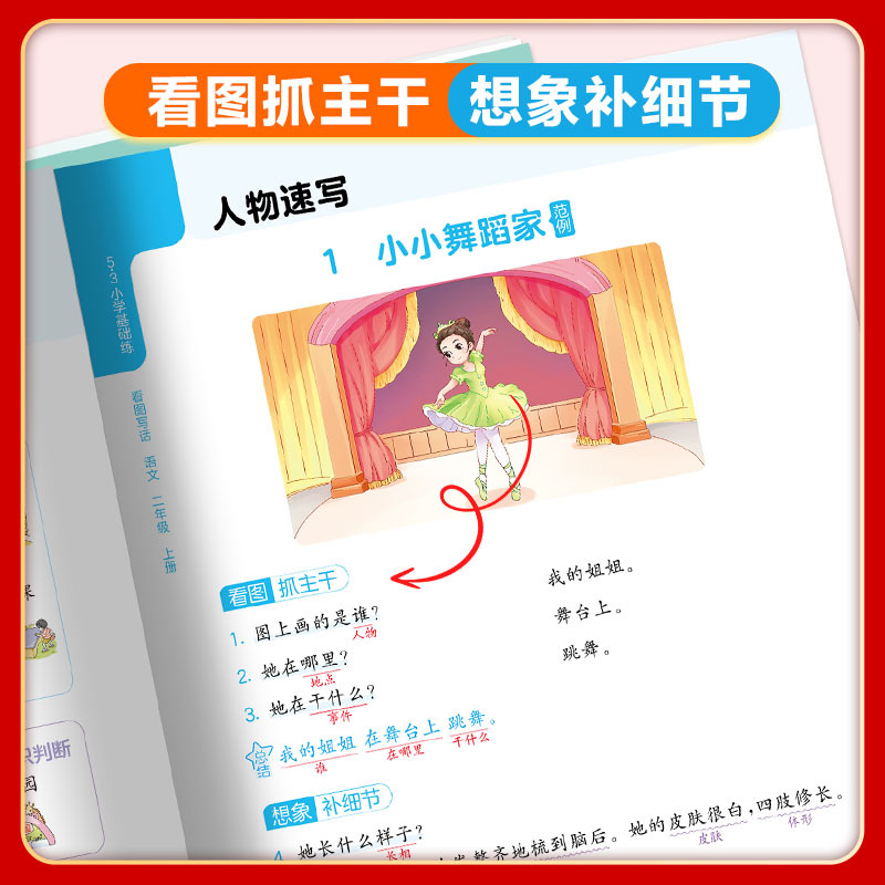 看图写话 全国通用 一年级上 [正版]2024版 53小学基础练看图写话说话一年级二年级上册专项训练全国通用版 12年级