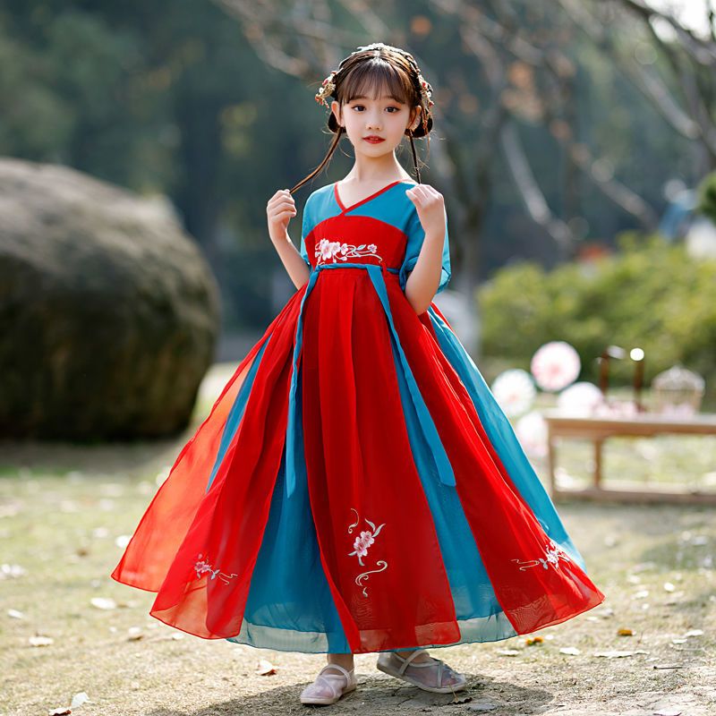 旗舰特卖汉服女童中国风儿童齐胸襦裙夏小女孩超仙古装宝宝连衣裙亲子