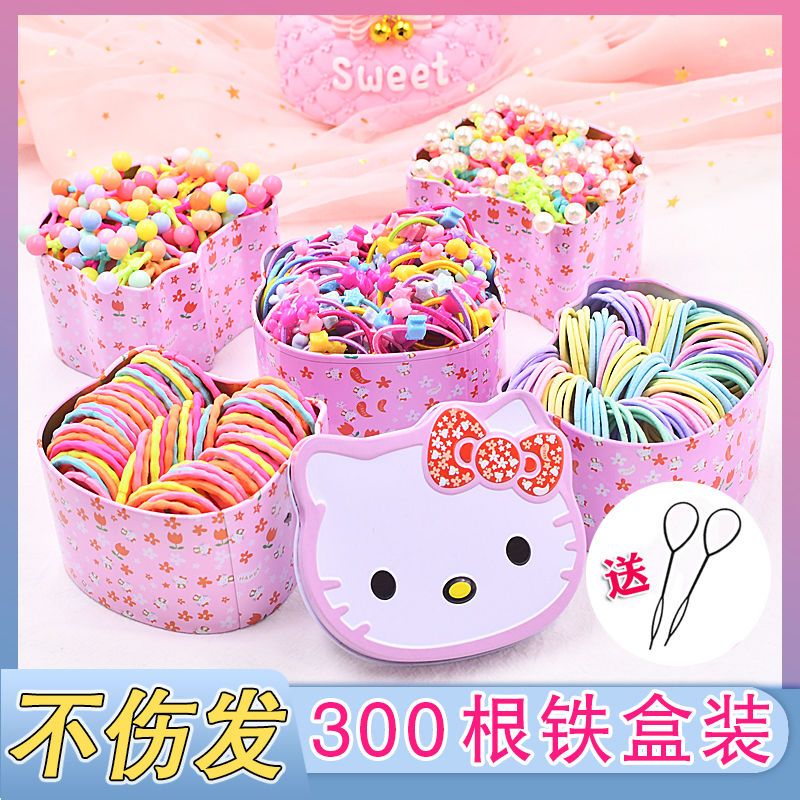 儿童皮筋女童头绳不伤发韩版皮套宝宝发圈扎头发橡皮筋小女孩胶圈|纯色旋转100根盒装