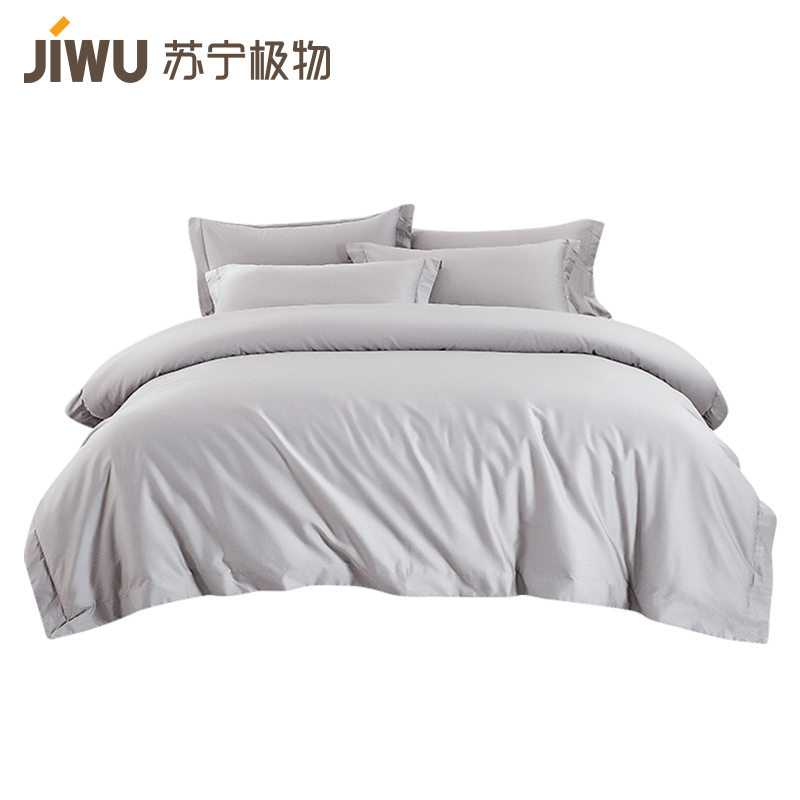 苏宁极物60支锦眠贡缎长绒棉四件套全棉纯棉床品床单被套床上用品夏季