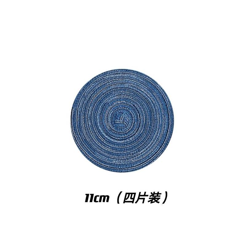 北欧ins餐桌隔热垫子防烫垫家用菜盘子餐垫锅垫碗垫子防热餐布垫|蓝色四片 11cm