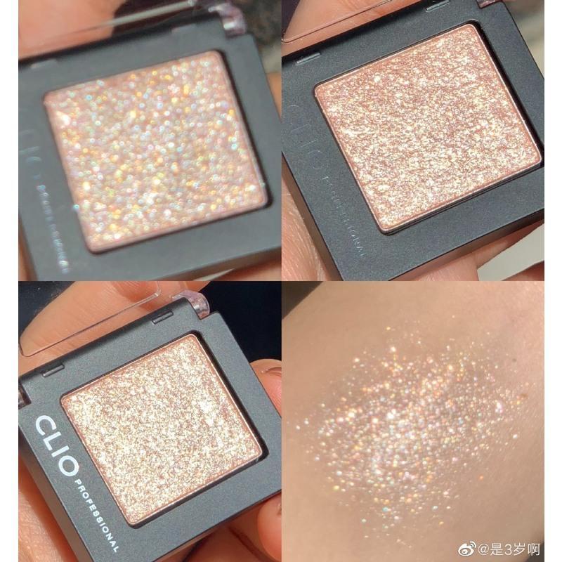 clio单色眼影G10预售 韩国CLIO珂莱欧单色眼影G10香槟色钻石珠光亮片闪闪提亮卧蚕 G02