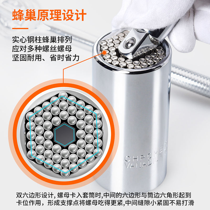 套筒头扳手套装7-19mm多功能套管电动套魔术扳手工具