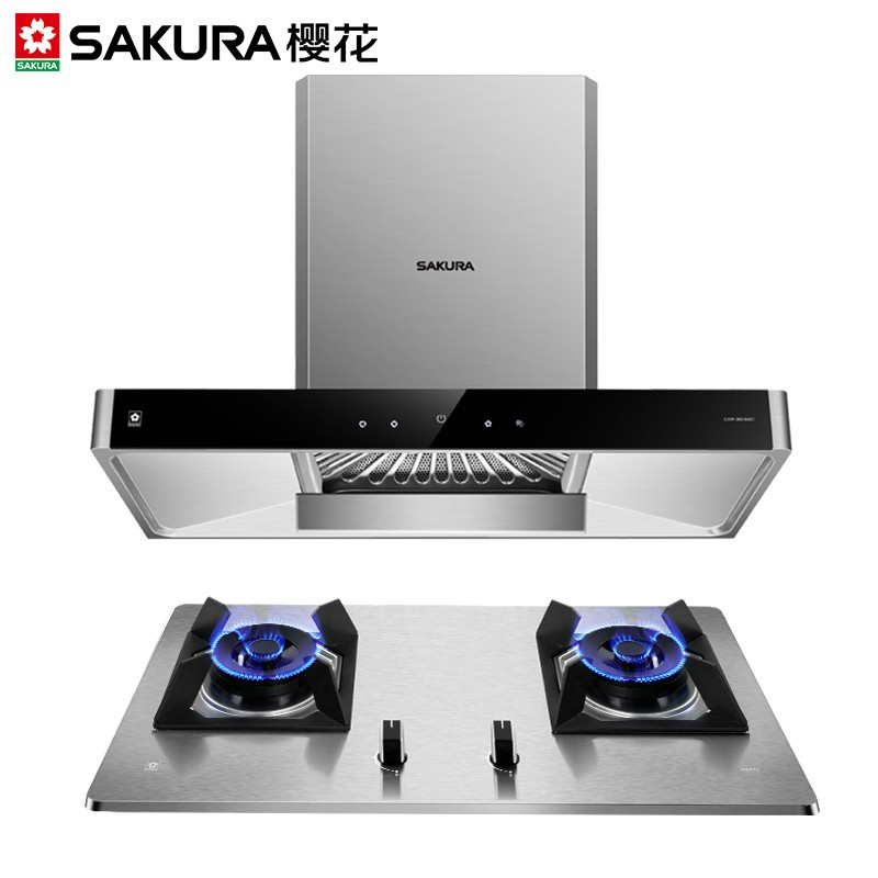 樱花sakura欧式抽油烟机灶具套装家用顶吸式吸油烟机天燃气灶自动清洗