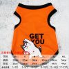 卡通猫咪衣服背心式无袖春夏季薄款泰迪狗狗小型犬小奶猫防掉毛夏 卡通背心-橙色狗兄 XS[参考体重1-3斤]