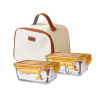 EKCO康宁玻璃保鲜盒EK-BXH02P022C/KZ 食品级高硼硅玻璃饭盒740ML+770ML+保温袋三件套