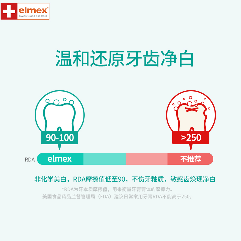 elmex瑞士原装进口温和洁白牙膏专效舒敏111g 欧洲原装进口*2支装
