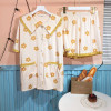 [2.5折价92元]唐狮睡衣女夏女士家居服短袖休闲开衫女夏季薄款睡衣短裤