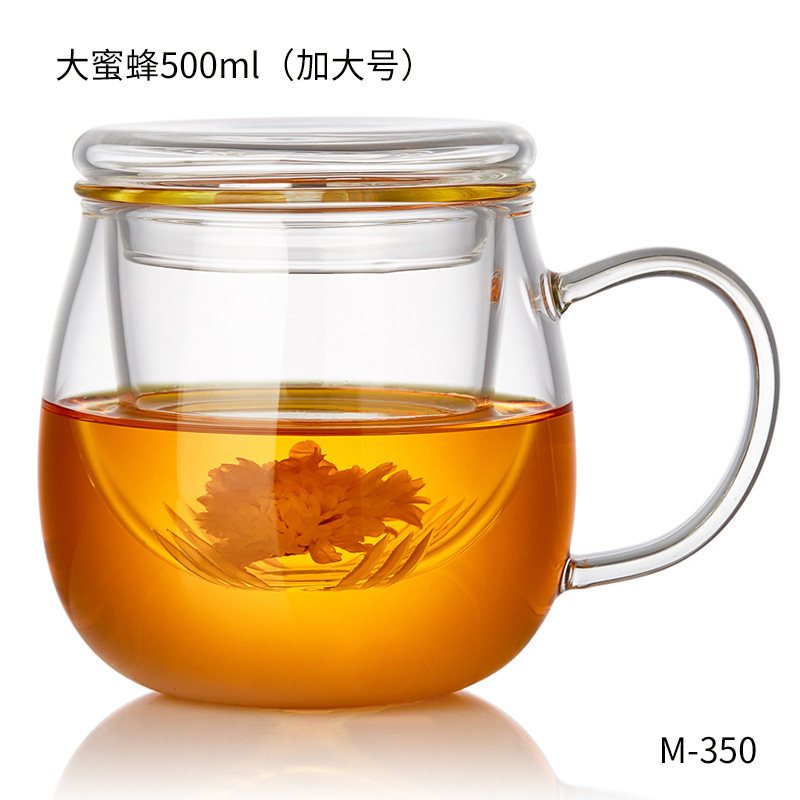 水具水杯玻璃茶杯茶水分离花茶泡茶杯过滤带把盖喝茶杯子女可爱水杯大