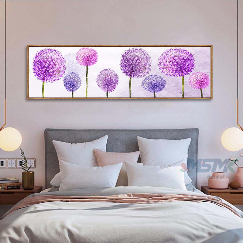 美时美刻浪漫蒲公英格桑花郁金香蝶恋花卧室床头装饰画客厅沙发背影墙