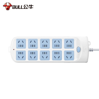 公牛(bull)GN-605全长5米10插位总控开关新国标带儿童保护门大孔间距插座/接线板/排插/拖线板/插排蓝白色