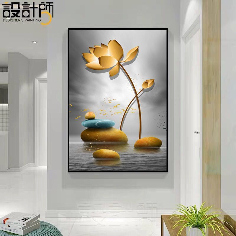 走廊过道挂画现代简约客厅宾馆画墙面竖版单幅壁画挂画玄关装饰画视频