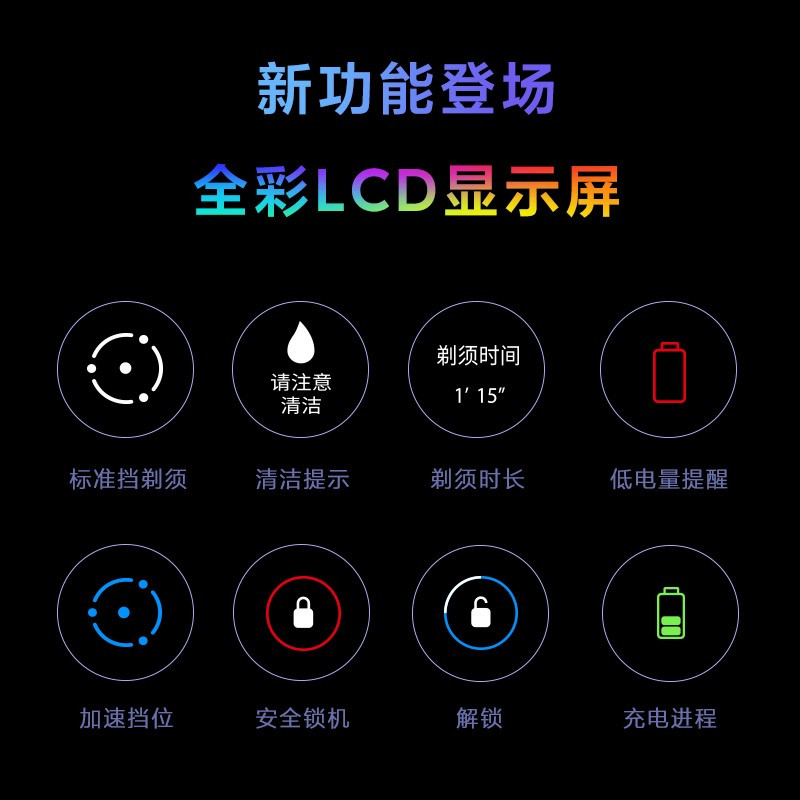 须眉剃须刀T6彩屏版 星空灰 小米有品精选 智能感应男士电动刮胡刀便携款全身水洗Type-C快充胡须刀节日水洗礼盒送男友