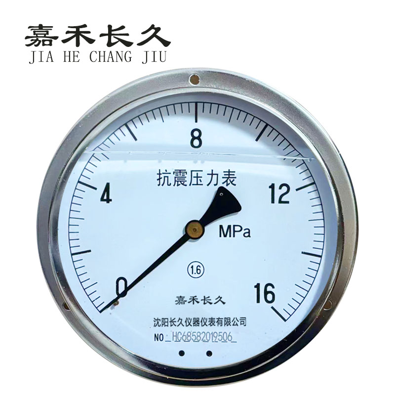嘉禾长久+耐震压力表轴向带边检测定制型+YTN150ZT+块 0-16Mpa