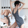 长夜漫漫情趣内衣性感闪亮吊带开叉裙女夜店制服诱惑免脱睡衣2105