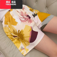 YIBUSHENG2023新棉绸睡裙女季睡衣人造棉连衣裙子中长款大码家居服休闲造 均码建议100-140斤 绵绸单件短裤-手绘大花