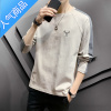 喻娄长袖t恤男士夏季潮流宽松薄款刺绣圆领打底衫潮牌春秋季衣服T恤