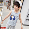史努比(SNOOPY)童装夏季男童卡通灰色条纹纯棉背心儿童马甲/背心中小童上衣宝宝贴身无袖衫跨栏背心90-140cm
