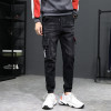 梵克公牛春季牛仔裤男常规工装裤潮牌束脚多口袋时尚休闲百搭九分裤 黑色